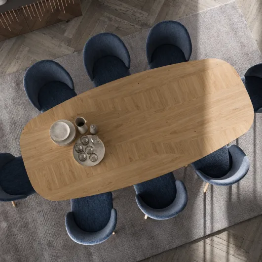 Fixed wooden dining table Random by Ozzio.