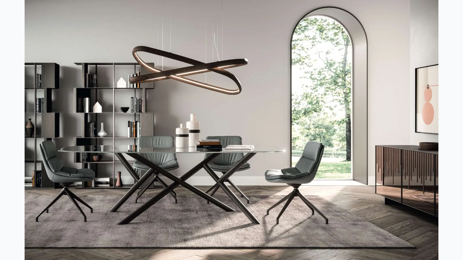 Fixed Random glass table by Ozzio.