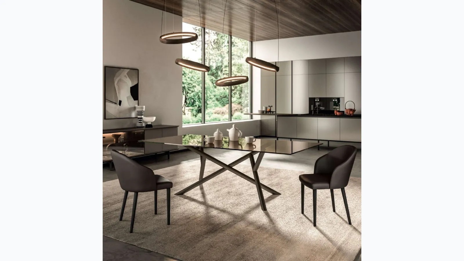 Fixed Random glass table by Ozzio