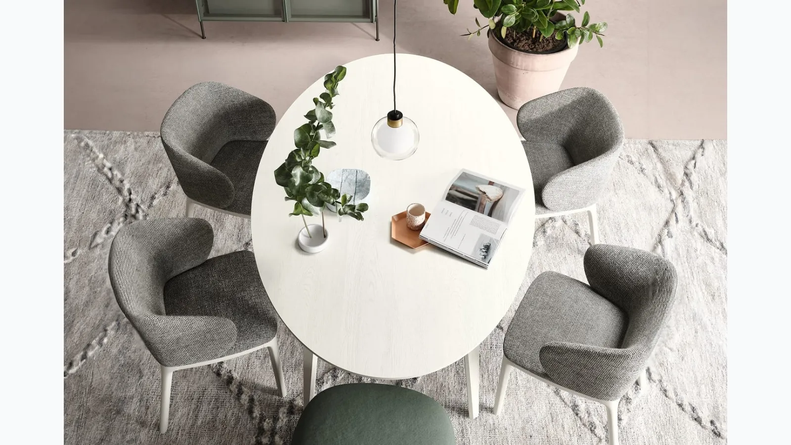 Rea Oak White Table by Novamobili