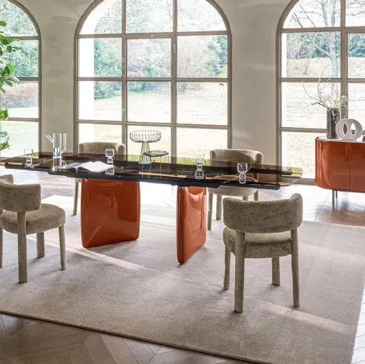 Calligaris Riverstone extendable glass table