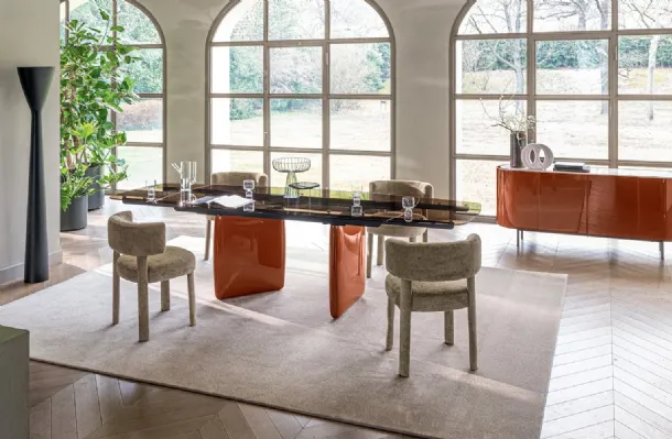 Calligaris Riverstone extendable glass table