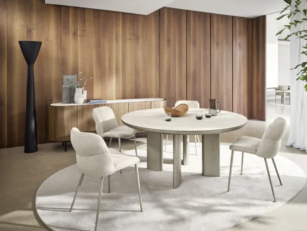Round Sandy table with wooden top by Calligaris.