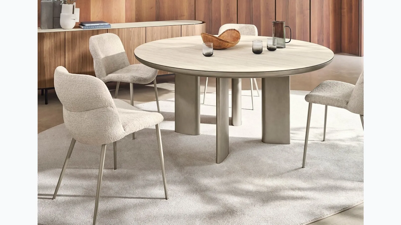 Round Sandy table with ceramic top by Calligaris.