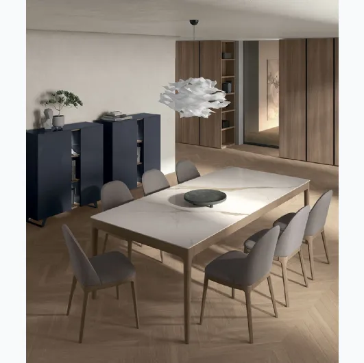 Savoy table in stoneware and wood by Tomasella.