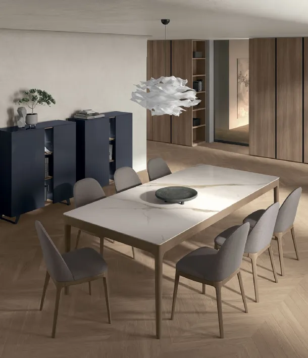 Savoy table in stoneware and wood by Tomasella.