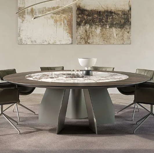 Table with wooden top and ceramic Senator Ker-Wood Round by Cattelan Italia.