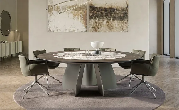Table with wooden top and ceramic Senator Ker-Wood Round by Cattelan Italia.