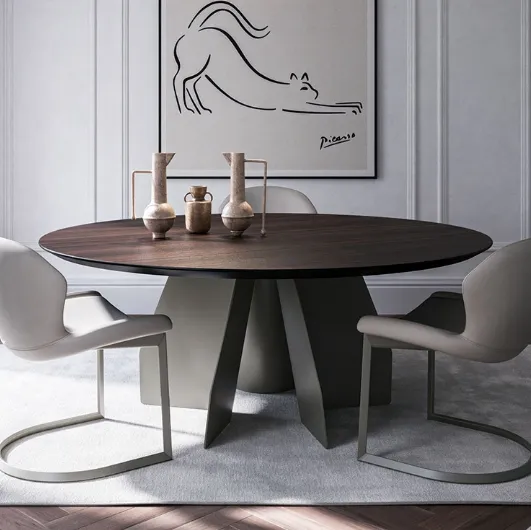 Table with wooden top Senator Round by Cattelan Italia.