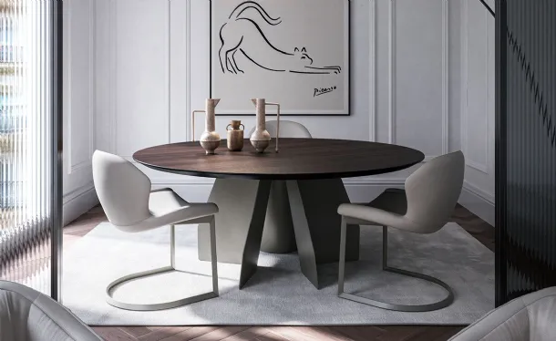 Table with wooden top Senator Round by Cattelan Italia.