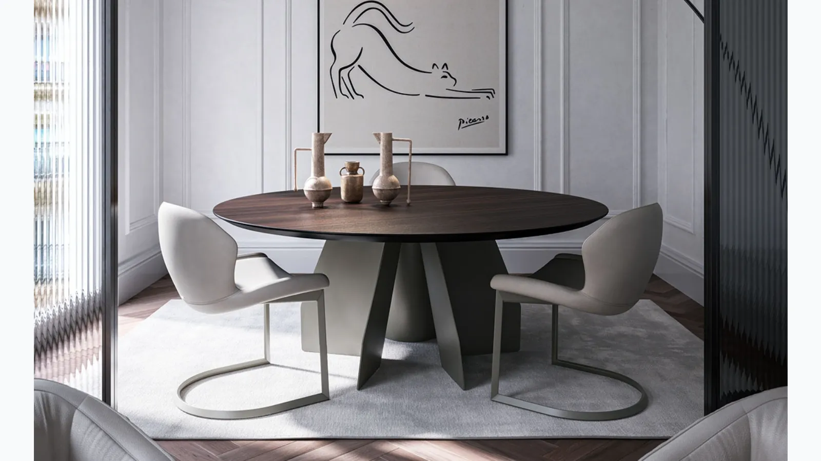 Table with wooden top Senator Round by Cattelan Italia.