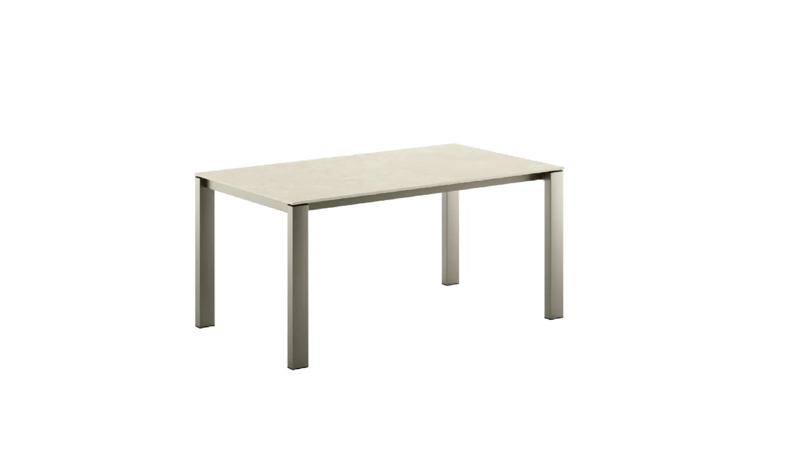Extendable Sinfonia Caranto table with ceramic top and metal frame by Veneta Cucine.