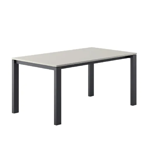 Symphony table with laminate top and metal structure by Veneta Cucine.