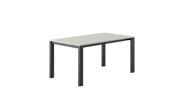 Symphony table with laminate top and metal structure by Veneta Cucine.