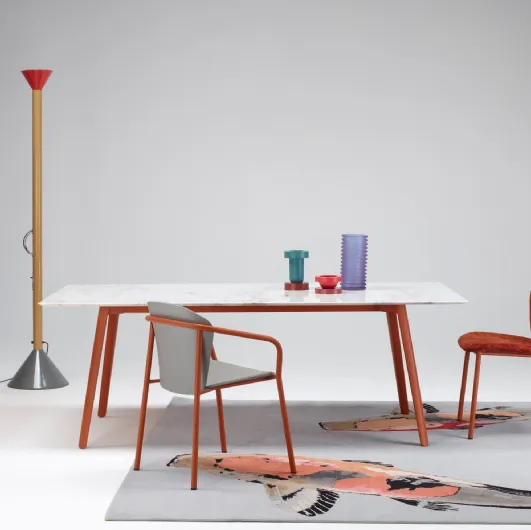 Table with Squid M marble top by Scab Design.