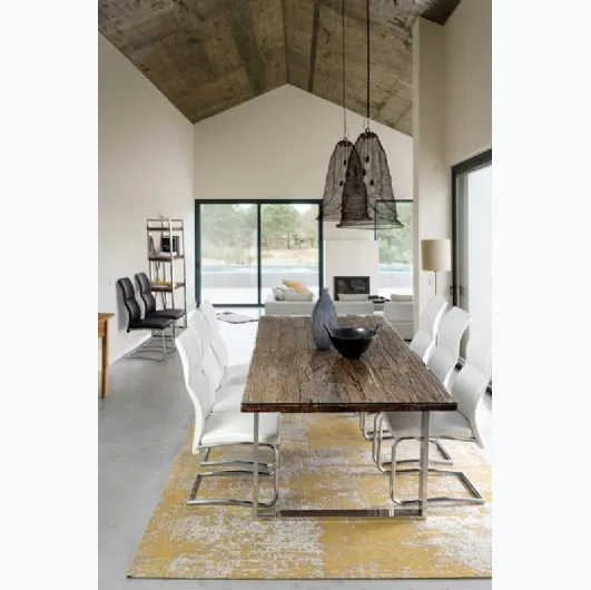 Stanton table with top made of recycled wood and glass by Bizzotto.