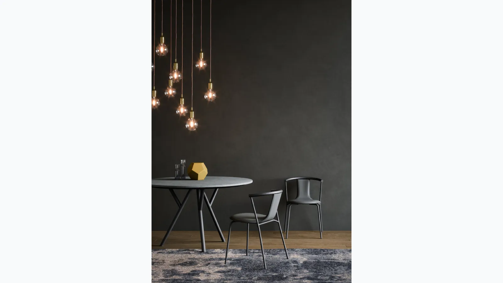 Round Sunny table with White Carrara marble top and Novamobili metal legs