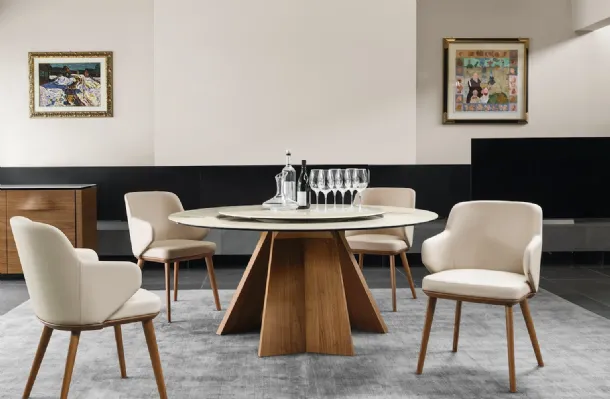 Susan round table in ceramic by Calligaris