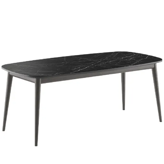 Tancredi Caranto table with ceramic top and wooden structure by Veneta Cucine.