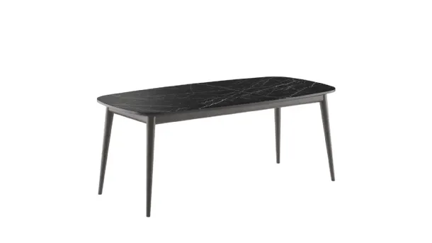 Tancredi Caranto table with ceramic top and wooden structure by Veneta Cucine.