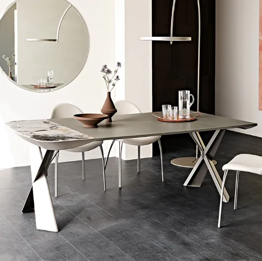 Extendable console table with ceramic top and metal base Terminal Keramik Drive by Cattelan Italia.