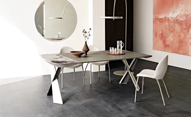 Extendable console table with ceramic top and metal base Terminal Keramik Drive by Cattelan Italia.