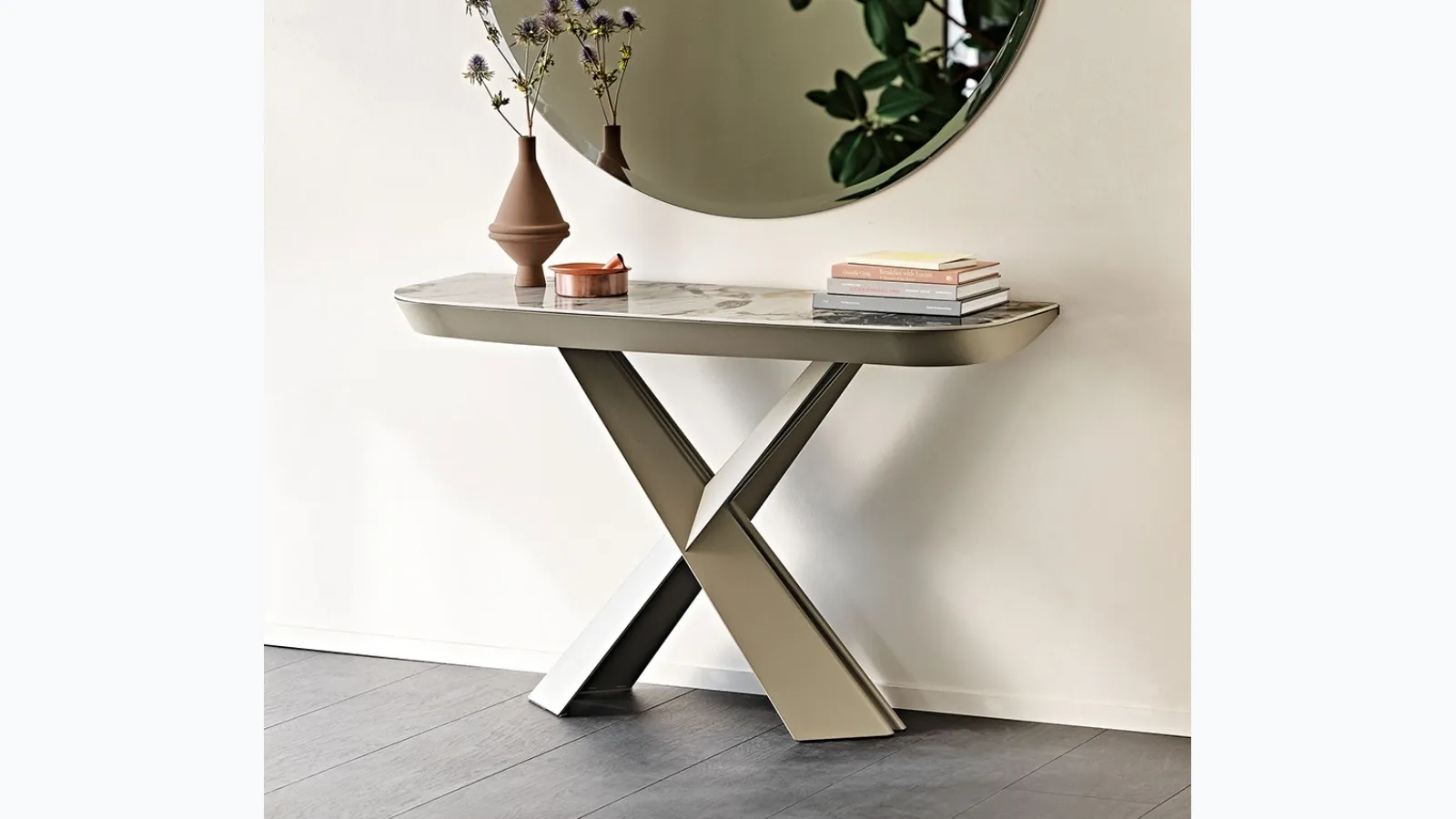 Extendable console with ceramic top Terminal Keramik Drive by Cattelan Italia.