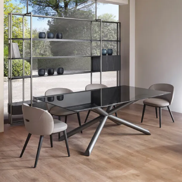 Rectangular table with glass top Thomas by Cantori.