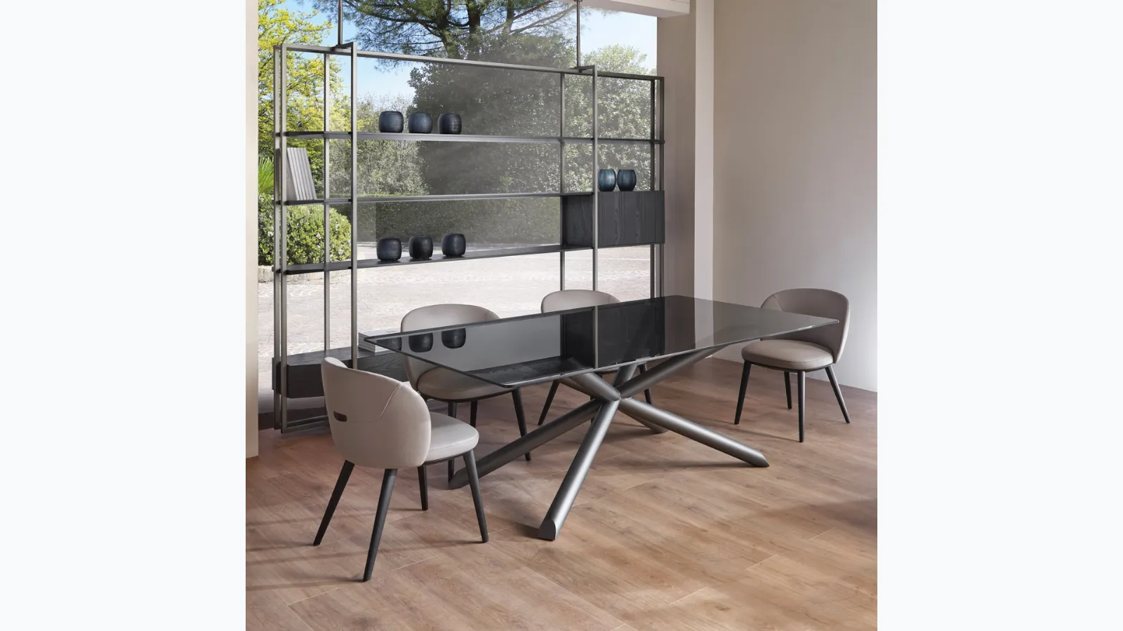 Rectangular table with glass top Thomas by Cantori.