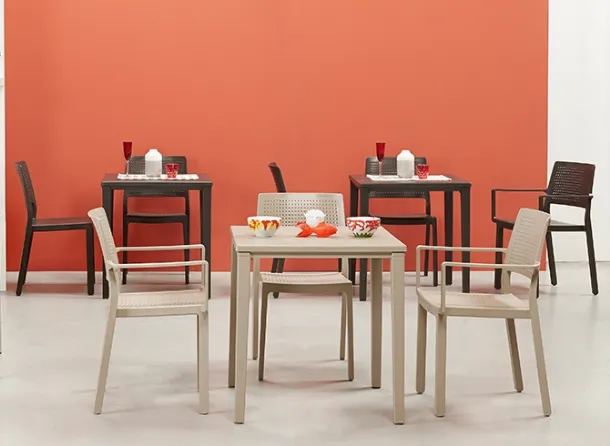Square table with a technopolymer frame by Scab Design.