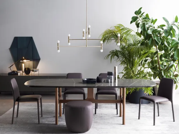 Torii table with Gray marble top and Novamobili wooden base.