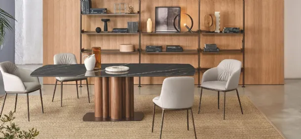Tower table in ceramic and wood by Riflessi.