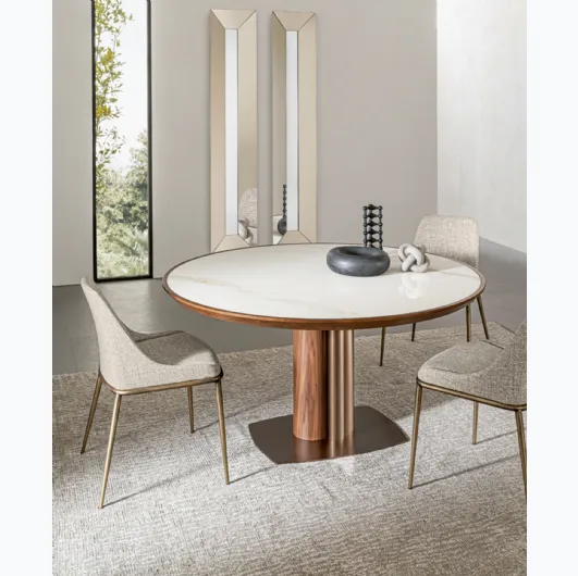 Tower table in wood and ceramic by Riflessi.