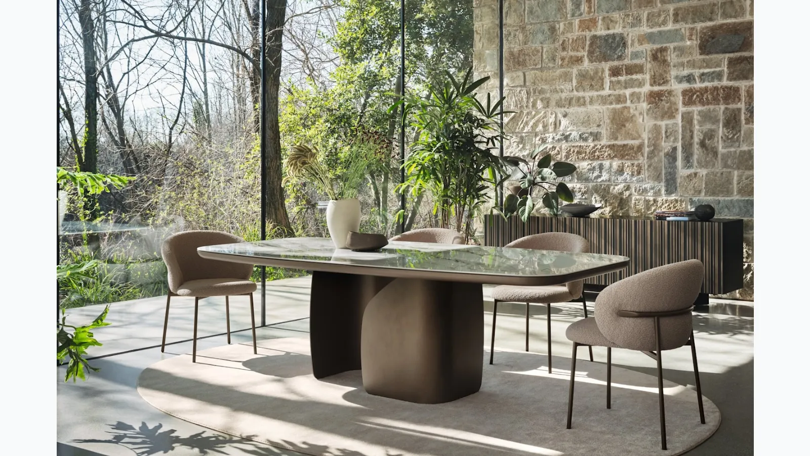 Twins fixed table in ceramic by Calligaris