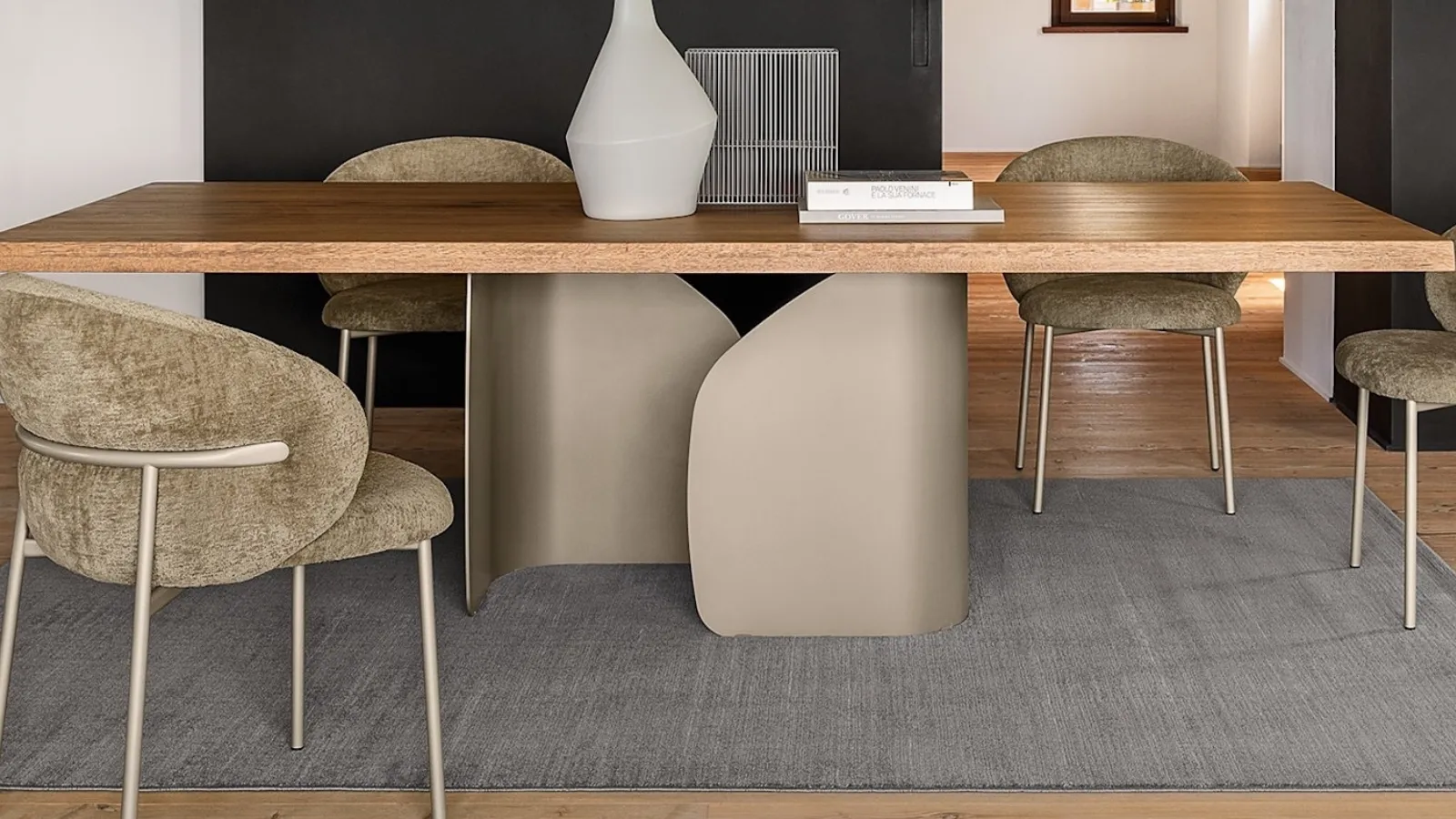 Solid oak wood Twins table by Calligaris.