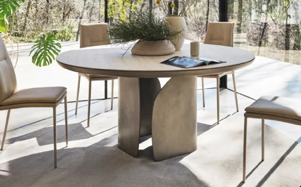 Round ceramic table Twins by Calligaris