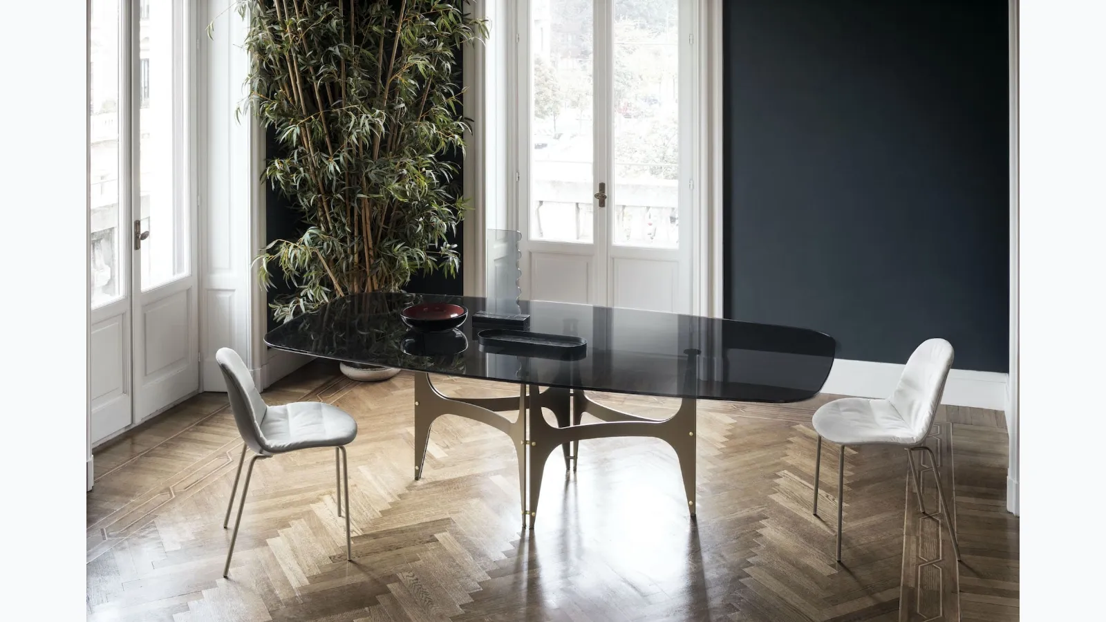 Universe glass table by Bontempi.