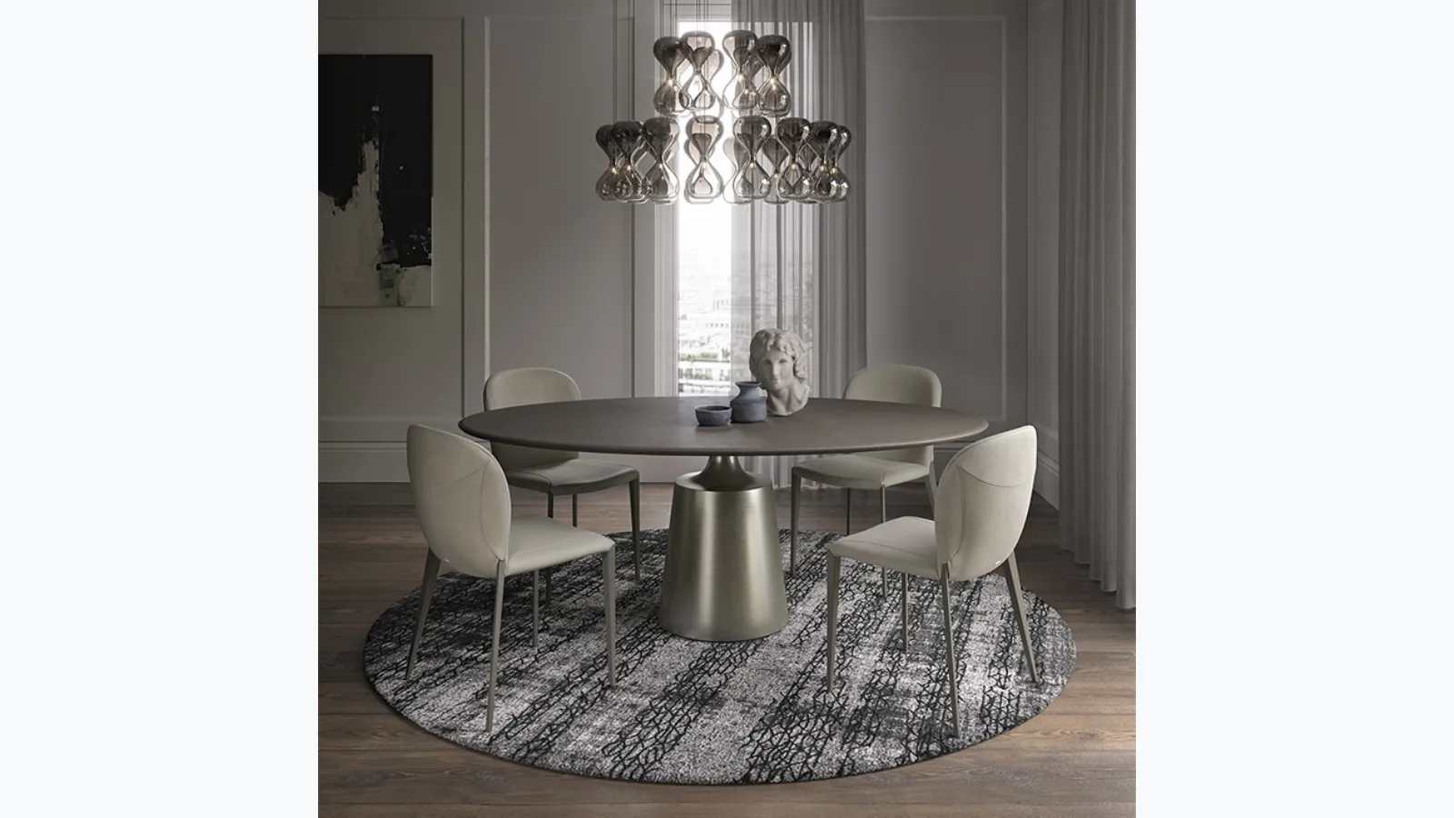 Table with round top in brushed clay Yoda Argile by Cattelan Italia.