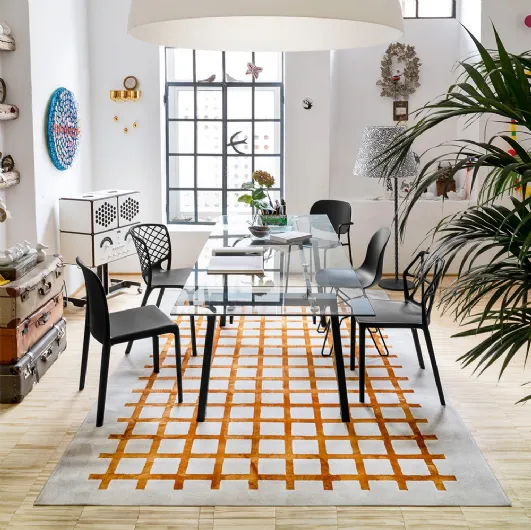 Extendable table with glass top Zeffiro by Connubia