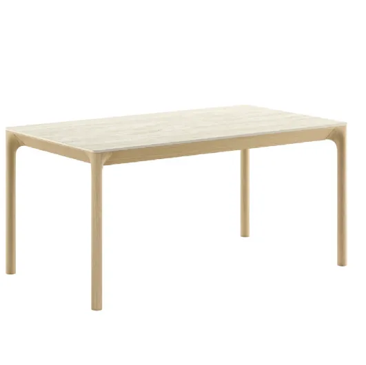 Extendable Zeno Caranto table with ceramic top and wooden base by Veneta Cucine.