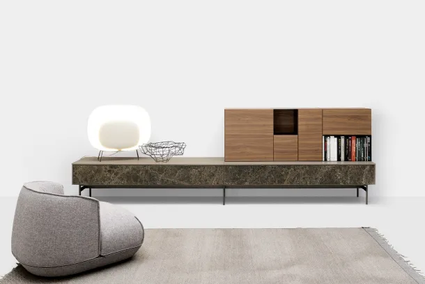 Mobile TV stand Avenue System on Metal Feet by Kristalia