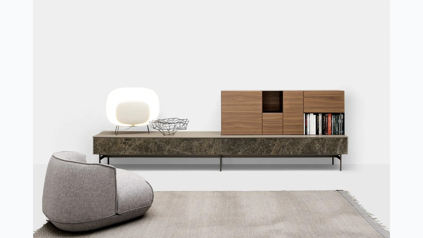 Mobile TV stand Avenue System on Metal Feet by Kristalia