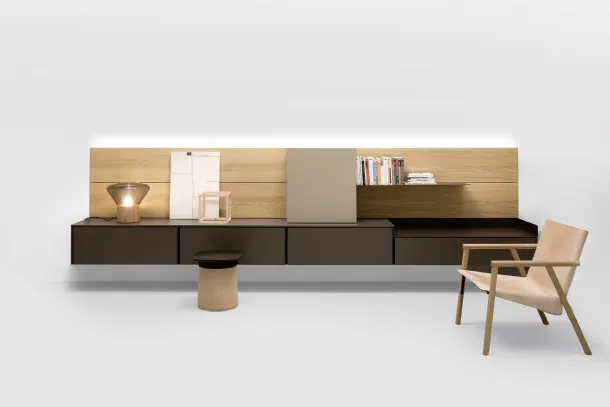 The Kristalia Avenue System Suspended TV Stand.