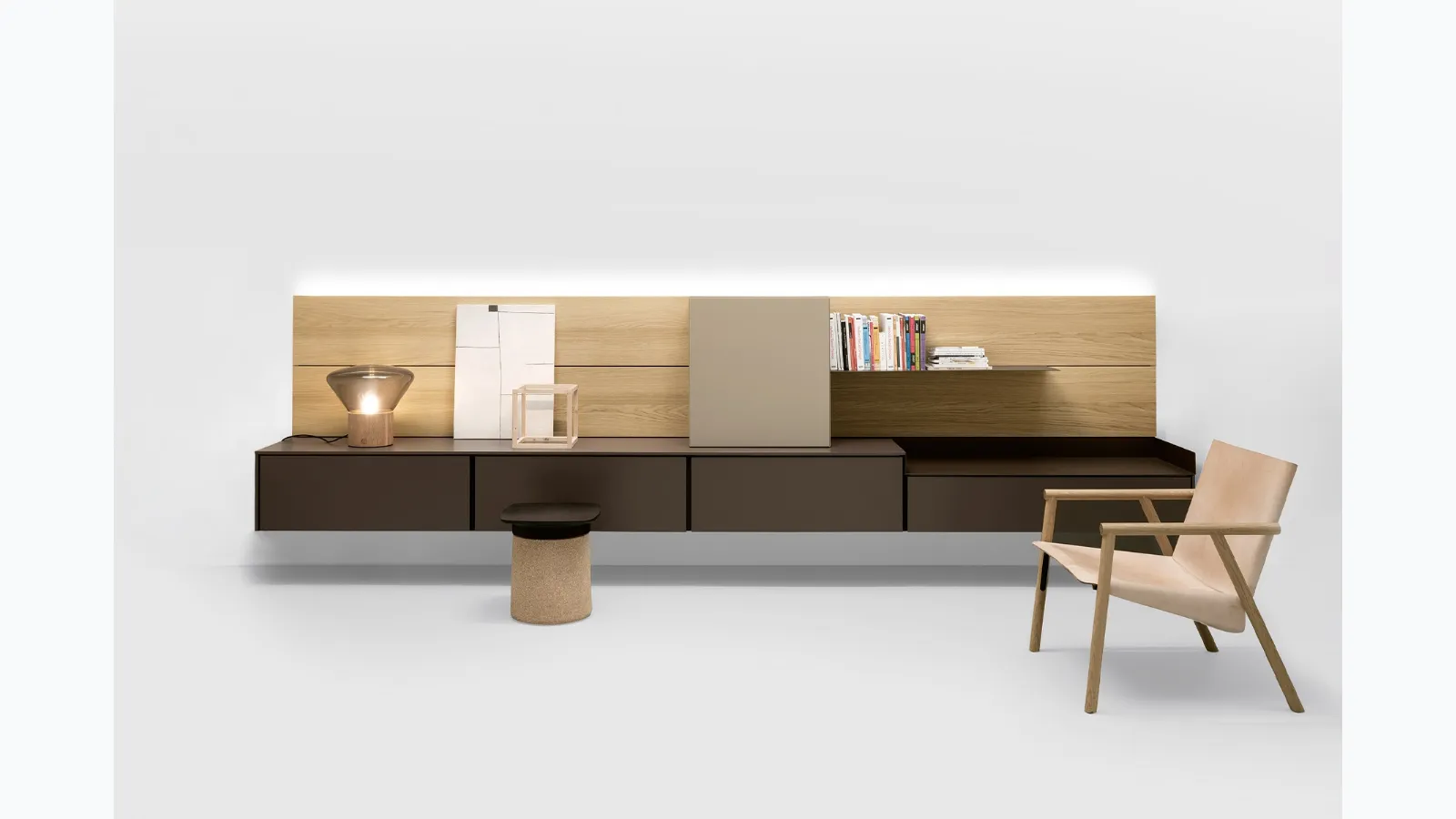 The Kristalia Avenue System Suspended TV Stand.