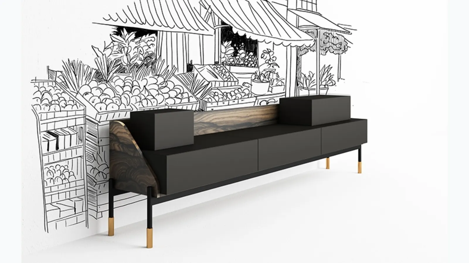 Mobile TV stand Banko TV by Minotti Italia