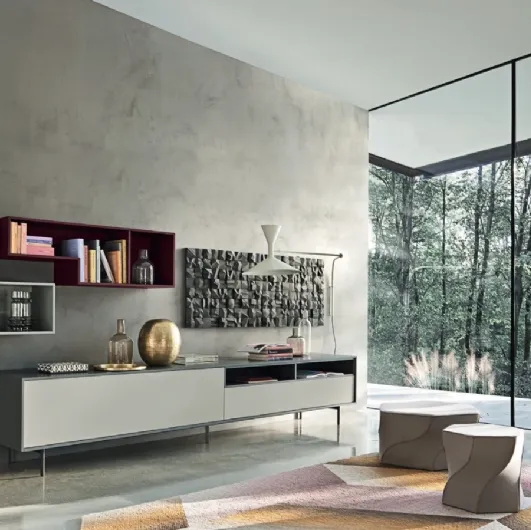 Mobile TV stand Base Open with 37 in matte lacquered square by Sangiacomo