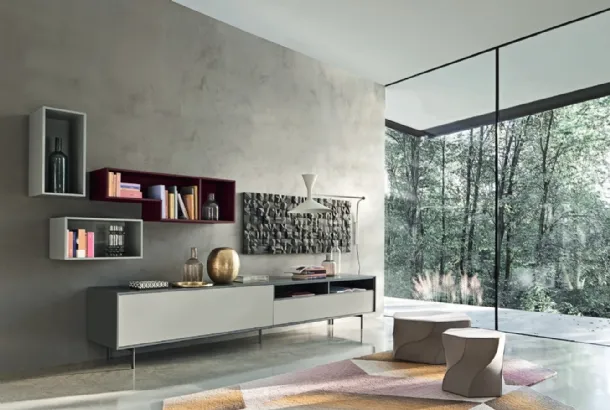 Mobile TV stand Base Open with 37 in matte lacquered square by Sangiacomo