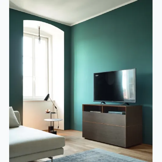 Mobile TV stand Domino IN2 3I in clay Oak and Bronze by Sangiacomo.