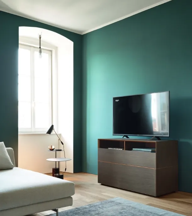 Mobile TV stand Domino IN2 3I in clay Oak and Bronze by Sangiacomo.