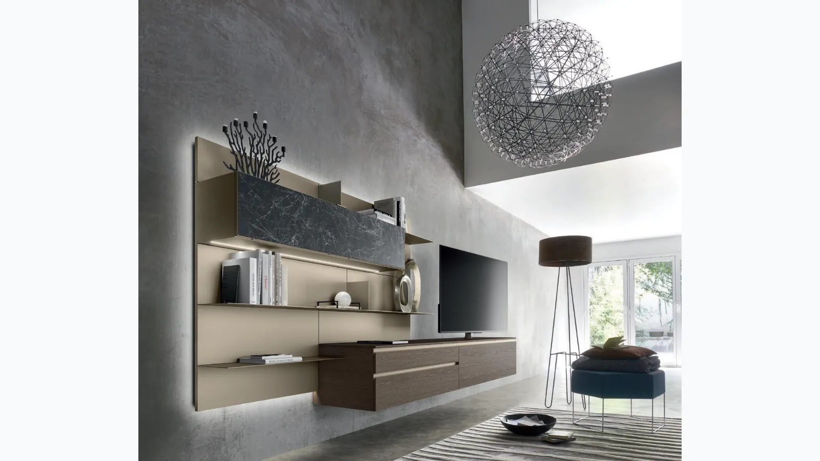 Suspended TV stand Lampo by Sangiacomo